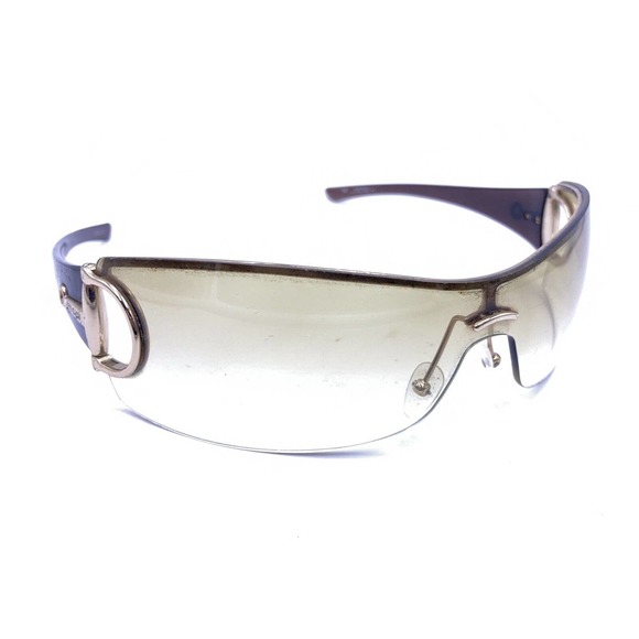 Gucci GG 2712/S BFE Gold Brown Wrap Shied Sunglasses Yellow Lens 115 Italy Women - Picture 1 of 12